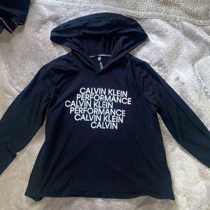 Black Calvin Klein long sleeve top with hood